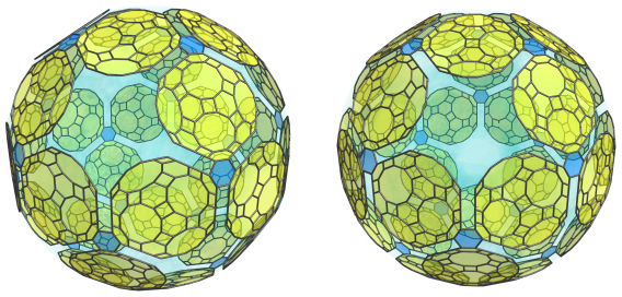 Parallel
projection of the omnitruncated 120-cell, showing 20 equatorial hexagonal
prisms
