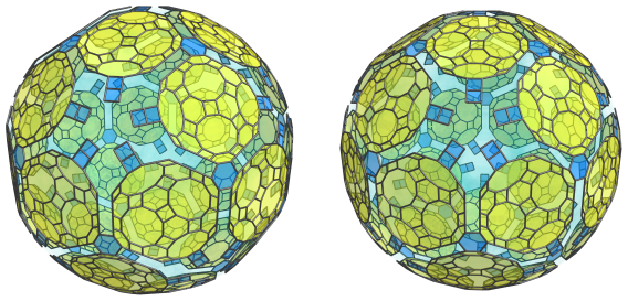 Parallel
projection of the omnitruncated 120-cell, showing 60 more equatorial hexagonal
prisms