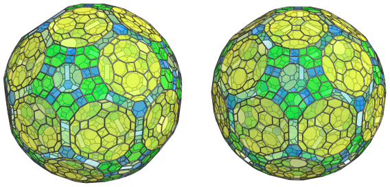 Parallel
projection of the omnitruncated 120-cell, showing 60 equatorial truncated
octahedra