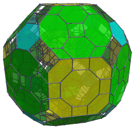 Parallel
projection of the omnitruncated 24-cell, with 8 equatorial hexagonal prisms
shown