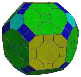 Parallel
projection of the omnitruncated 24-cell, with all equatorial cells shown