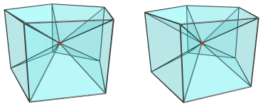 Parallel projection of
the pentagonal prism pyramid, showing apex