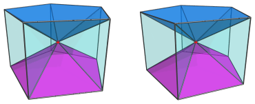 Parallel projection of
the pentagonal prism pyramid, showing 2 pentagonal pyramids