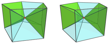 Parallel projection of
the pentagonal prism pyramid, showing 2/5 square pyramids