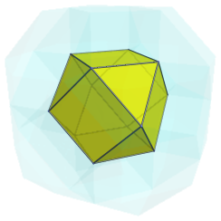 Cuboctahedron
centered projection of the rectified 24-cell, showing nearest cell