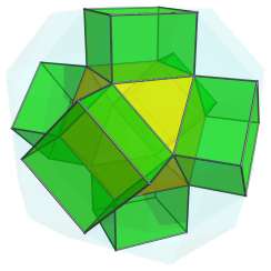 Cuboctahedron
centered projection of the rectified 24-cell, 6 surrounding cubes
