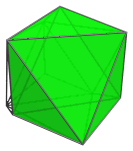 Parallel projection of the rectified 5-cell,
showing another far-side octahedron