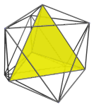 Parallel projection
of the rectified 5-cell, showing 4 tetrahedra