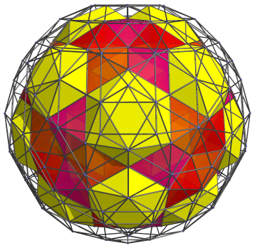 Parallel
projection of the rectified 600-cell, with 60 more octahedral cells
shown