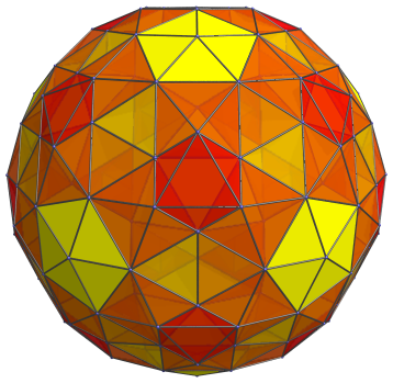 Parallel
projection of the rectified 600-cell, with last 20 octahedral cells before we
reach the equator