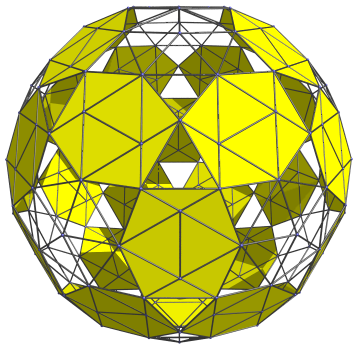 Parallel
projection of the rectified 600-cell, showing 30 icosahedral equatorial
cells