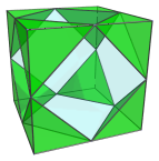 Parallel projection
of the rectified tesseract, showing 8 tetrahedra