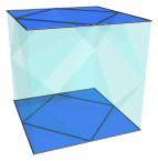 Parallel projection of the rectified
tesseract, showing 2nd pair of equatorial cuboctahedra