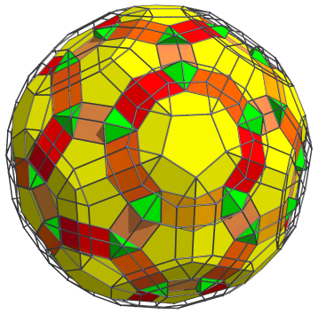 Parallel
projection of the runcinated 120-cell, with 60 more tetrahedra