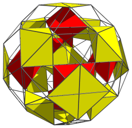 Parallel
projection of the runcinated 24-cell, showing 6 more equatorial
octahedra