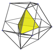 Parallel projection
of the runcinated 5-cell, showing only closest cell