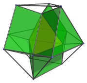 Parallel projection
of the runcinated 5-cell, showing 4 triangular prisms