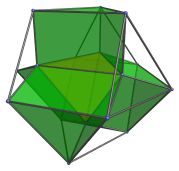 Parallel projection
of the runcinated 5-cell, with 4 triangular prisms around South Pole
cell