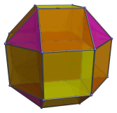 Parallel
projection of the runcinated tesseract into 3D, with all northern hemisphere
cells shown