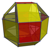 Parallel
projection of the runcinated tesseract into 3D, with 12 more equatorial cells
shown