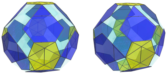 Parallel
projection of the runcinated snub 24-cell, showing 12 equatorial truncated
tetrahedra