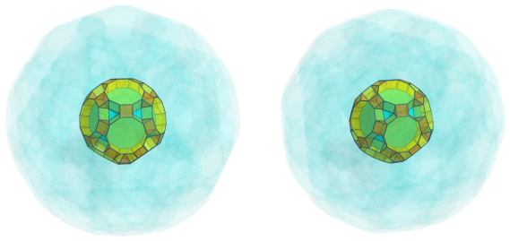 Parallel
projection of the runcitruncated 120-cell, showing 30 triangular prisms