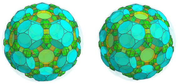 Parallel
projection of the runcitruncated 120-cell, showing 60 more cuboctahedra