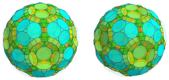 Parallel
projection of the runcitruncated 120-cell, showing 60 more decagonal
prisms