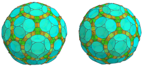 Parallel
projection of the runcitruncated 120-cell, showing 120 more triangular
prisms