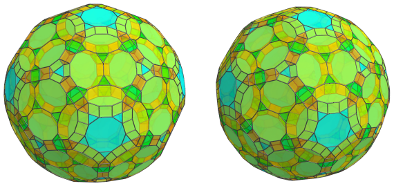 Parallel
projection of the runcitruncated 120-cell, showing 120 more triangular
prisms