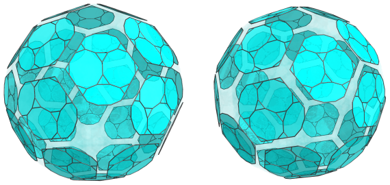 Parallel
projection of the runcitruncated 120-cell, showing 30 equatorial truncated
dodecahedra
