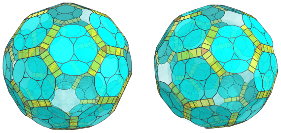 Parallel
projection of the runcitruncated 120-cell, showing 20 equatorial triangular
prisms