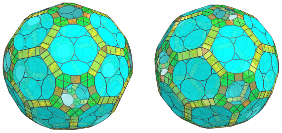 Parallel
projection of the runcitruncated 120-cell, showing 60 equatorial
cuboctahedra