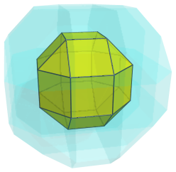 Parallel
projection of the runcitruncated 16-cell, showing nearest cell