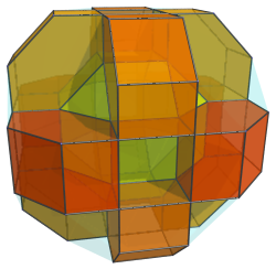 Parallel projection of the
runcitruncated 16-cell, showing 12/12 hexagonal prisms