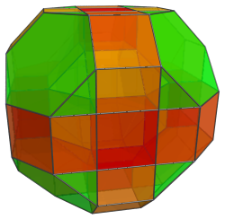 Parallel
projection of the runcitruncated 16-cell, showing all near-side cells