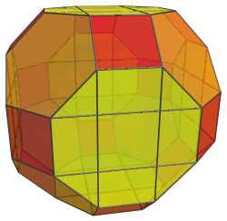 Parallel
projection of the runcitruncated 16-cell, showing equatorial hexagonal
prisms