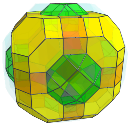Parallel
projection of runcitruncated 24-cell, showing 12 more hexagonal prisms