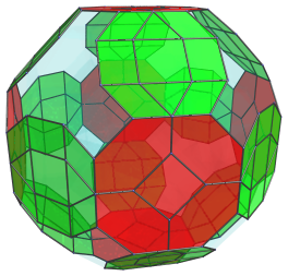 Parallel
projection of runcitruncated 24-cell, showing 12 equatorial
rhombicuboctahedra