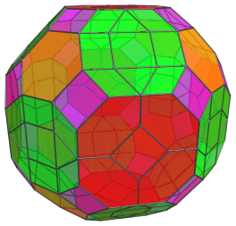 Parallel
projection of runcitruncated 24-cell, showing 24 equatorial triangular
prisms