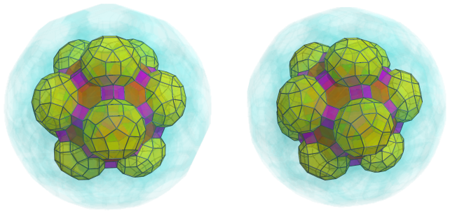 Orthogonal
projection of the runcitruncated 600-cell, showing 20 more hexagonal
prisms