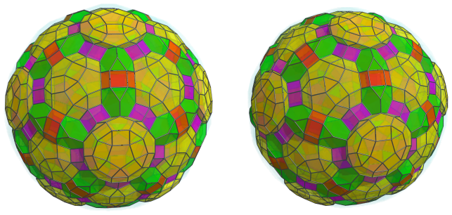 Orthogonal
projection of the runcitruncated 600-cell, showing 30 more hexagonal
prisms