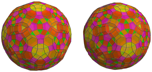 Orthogonal
projection of the runcitruncated 600-cell, showing 120 more hexagonal
prisms