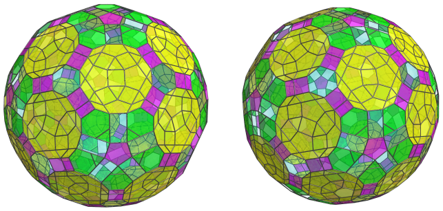 Orthogonal
projection of the runcitruncated 600-cell, showing 60 truncated
tetrahedra