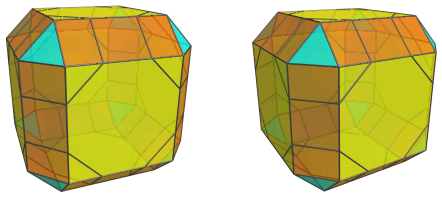 Parallel
projection of the runcitruncated tesseract, showing 8 equatorial triangular
prisms