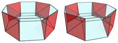 The square magnabicupolic
ring, showing the 4 square pyramids