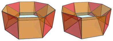 The square magnabicupolic
ring, showing the 4 triangular prisms