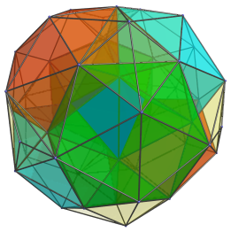 Perspective
projection of the snub 24-cell centered on a tetrahedron