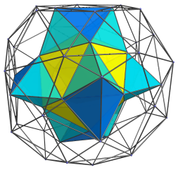 Parallel projection
of the snub 24-cell, showing the 18 tetrahedra together