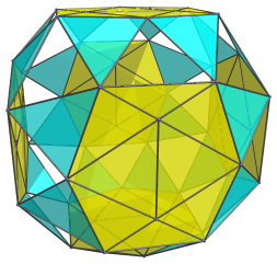 Parallel projection
of the snub 24-cell, showing 24 tetrahedra on the equator